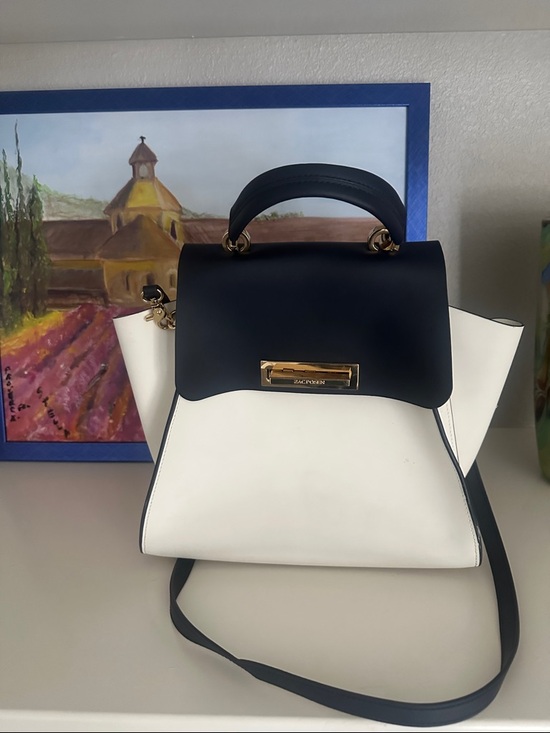 ZAC Zac Posen Handbags - Zach Posen Two-Tone Blue and White Structured Top-Handle and crossbody bagBag